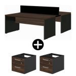 Estação de Trabalho Dupla 1,20×1,35m 02 Lugares c/ Gavetas c/ ponto de tomada MARSALA/PRETO – 63090