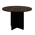 Mesa de Reunião Redonda c/ Caixa de Tomadas -1,10×1,10×0,74m – MARSALA/PRETO – 21440