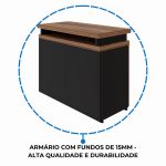 Armário Baixo 03 Gavetas e Porta (MISTO) NOGAL SEVILHA/PRETO – 21422 - Imagem 8