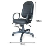 Cadeira Presidente BAIXA COSTURADA – Braço Corsa – COR PRETA – Pollo Móveis – 30102 - Imagem 2