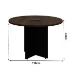 Mesa de Reunião Redonda c/ Caixa de Tomadas -1,10×1,10×0,74m – MARSALA/PRETO – 21440 - Imagem 2