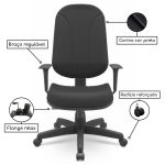 Cadeira de Escritório Presidente PLUS com Braços Reguláveis – CORINO PRETO 32975 - Imagem 2