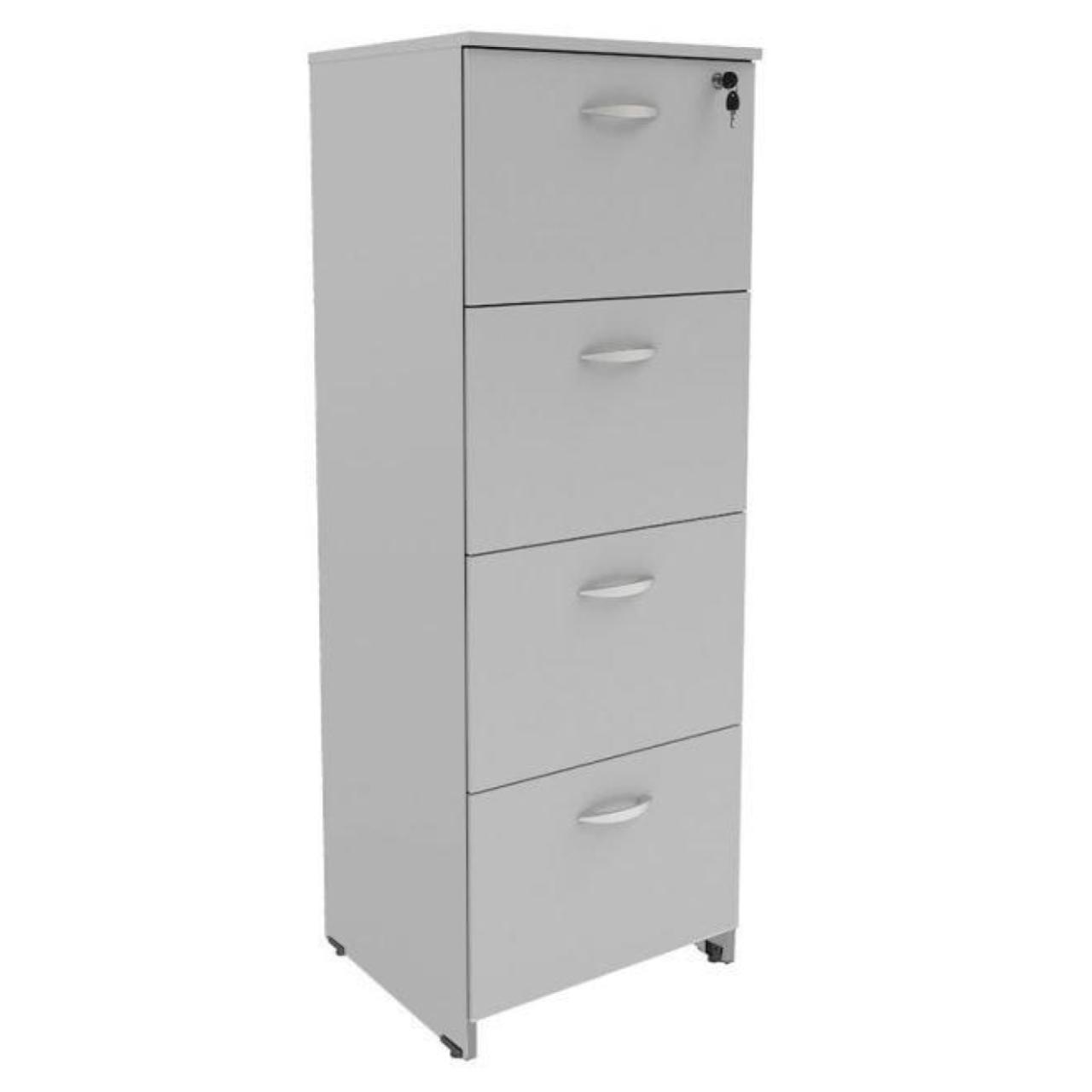 15112018583_Arquivo.jpg Arquivo de Madeira 04 Gavetas Pasta Suspensa – MDP – 1,32×0,46×0,42m CINZA/CINZA – 21211 - Imagem 1