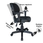 Kit Mesa 1,50×0,60 + Cadeira ergonômica Back system c/ Braço regulável 22478 - Imagem 3