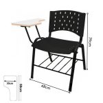 KIT 05 Cadeiras Universitárias c/ porta livros REALPLAST – Cor Preto 33013 - Imagem 2