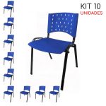 Kit 10 Cadeiras Plásticas 04 pés – COR AZUL – REALPLAST – 24003