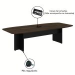 Mesa de Reunião Diretoria ABAULADA – 2,80×1,20m MARSALA/PRETO – 21016 - Imagem 2