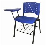 Kit 05 Cadeiras Plásticas Universitárias PRANCHETA PLÁSTICA com Porta Livros REALPLAST – Cor Azul 32038 - Imagem 2
