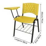 Cadeira Universitária Plástica com Prancheta PLÁSTICA – COR AMARELO – REALPLAST – 32021 - Imagem 3