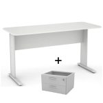 Mesa Escritório 1,52×0,62m com GAVETAS – MAXXI – CINZA/CINZA – 43082