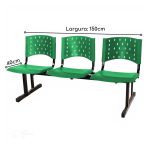 Kit 07 Cadeiras longarinas PLÁSTICAS 03 Lugares – Cor VERDE – REALPLAST – 23077 - Imagem 2