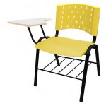 Cadeira Universitária Plástica com Prancheta MDF – COR AMARELO – REALPLAST – 32016