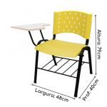 Cadeira Universitária Plástica com Prancheta MDF – COR AMARELO – REALPLAST – 32016 - Imagem 2