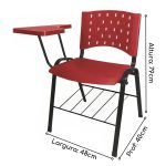 Kit 05 Cadeiras Plásticas Universitárias PRANCHETA PLÁSTICA com Porta Livros REALPLAST – Cor Vermelho 32039 - Imagem 3