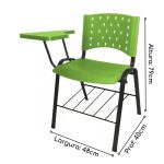 Kit 10 Cadeiras Plásticas Universitárias PRANCHETA PLÁSTICA com Porta Livros REALPLAST – Cor Verde 32036 - Imagem 3