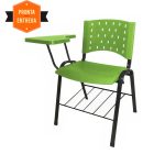 Kit 05 Cadeiras Plásticas Universitárias PRANCHETA PLÁSTICA com Porta Livros REALPLAST – Cor Verde 32040 - Imagem 2