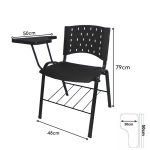 KIT 10 Cadeiras Universitárias com Prancheta e Porta Livros – Cor Preto – REAPLAST – 32042 - Imagem 3