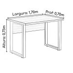Mesa Escritório PÉ QUADRO 1,50×0,60m – S/ Gavetas – NOGAL SEVILHA / BRANCO – 34302 - Imagem 4