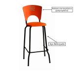 KIT 10 Banquetas Fixa Alta Piacere – Cor Laranja – 34112 - Imagem 5