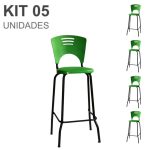 KIT 05 Banquetas Fixa Alta Piacere – Cor Verde – 34106