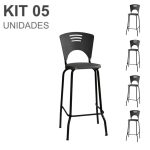 KIT 05 Banquetas Fixa Alta Piacere – Cor Preto – 34107