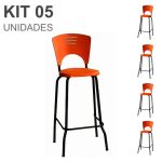 KIT 05 Banquetas Fixa Alta Piacere – Cor Laranja – 34108