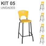 KIT 05 Banquetas Fixa Alta Piacere – Cor Amarelo – 34109