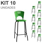KIT 10 Banquetas Fixa Alta Piacere – Cor Verde – 34110