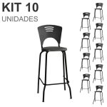 KIT 10 Banquetas Fixa Alta Piacere – Cor Preto – 34111
