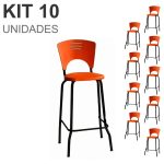 KIT 10 Banquetas Fixa Alta Piacere – Cor Laranja – 34112