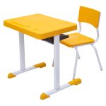 Kit Escolar Individual  – (Mesa e Cadeira) – JUVENIL 06 a 09 Anos COR AMARELO – REALPLAST – 41083