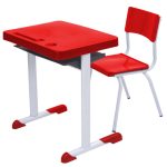 Kit Escolar Individual  – (Mesa e Cadeira) – JUVENIL 06 a 09 Anos COR VERMELHO – REALPLAST- 41082