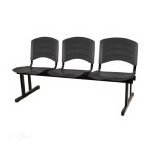Kit 05 Cadeiras Longarinas PLÁSTICA 03 Lugares – Cor PRETO – REALPLAST – 33034 - Imagem 2