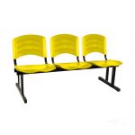 Kit 10 Cadeiras Longarinas PLÁSTICAS 03 Lugares – Cor Amarelo – REALPLAST – 33085 - Imagem 4