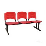 Kit 10 Cadeiras Longarinas PLÁSTICAS 03 Lugares – Cor Vermelho – REALPLAST – 33048 - Imagem 4