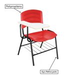 Cadeira Universitária Plástica com Prancheta MDF – COR VERMELHO – MOGIMAX – 34017 - Imagem 3