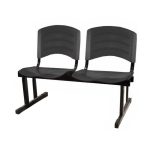 Cadeira Longarina PLÁSTICA 02 Lugares – Cor PRETO – POLLO MÓVEIS – 33026