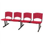 Cadeira Longarina PLÁSTICA 4 Lugares Cor Vermelho – REALPLAST – 33090