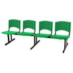 Cadeira Longarina PLÁSTICA 4 Lugares Cor Verde – REALPLAST – 33091