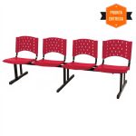 Cadeira Longarina PLÁSTICA 4 Lugares Cor Vermelho – REALPLAST – 33090 - Imagem 3