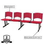 Cadeira Longarina PLÁSTICA 4 Lugares Cor Vermelho – REALPLAST – 33090 - Imagem 2