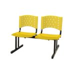 Cadeira Longarina PLÁSTICA 02 Lugares – Cor AMARELO 33093