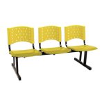 Cadeira Longarina PLÁSTICA 03 Lugares – Cor AMARELO – REALPLAST – 33094 - Imagem 3
