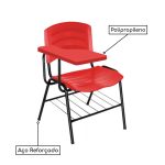 Cadeira Universitária Plástica com Prancheta PLÁSTICA – COR VERMELHO – MOGIMAX – 34022 - Imagem 3