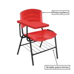 Cadeira Universitária Plástica com Prancheta PLÁSTICA – COR VERMELHO – MOGIMAX – 34022 - Imagem 2