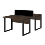 Estação de Trabalho Dupla 1,20×1,35m 02 Lugares S/ Gavetas c/ ponto de tomada PÉ QUADRO MARSALA/PRETO – 64000