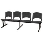 Cadeira Longarina PLASTICA 4 Lugares Cor Preto – POLLO MÓVEIS – 33095