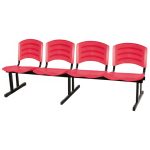 Cadeira Longarina PLASTICA 4 Lugares Cor Vermelho – POLLO MÓVEIS – 33096