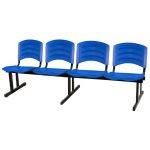 Cadeira Longarina PLASTICA 4 Lugares Cor Azul – POLLO MÓVEIS – 33098