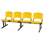 Cadeira Longarina PLÁSTICA 4 Lugares Cor Amarelo – POLLO MÓVEIS – 33097